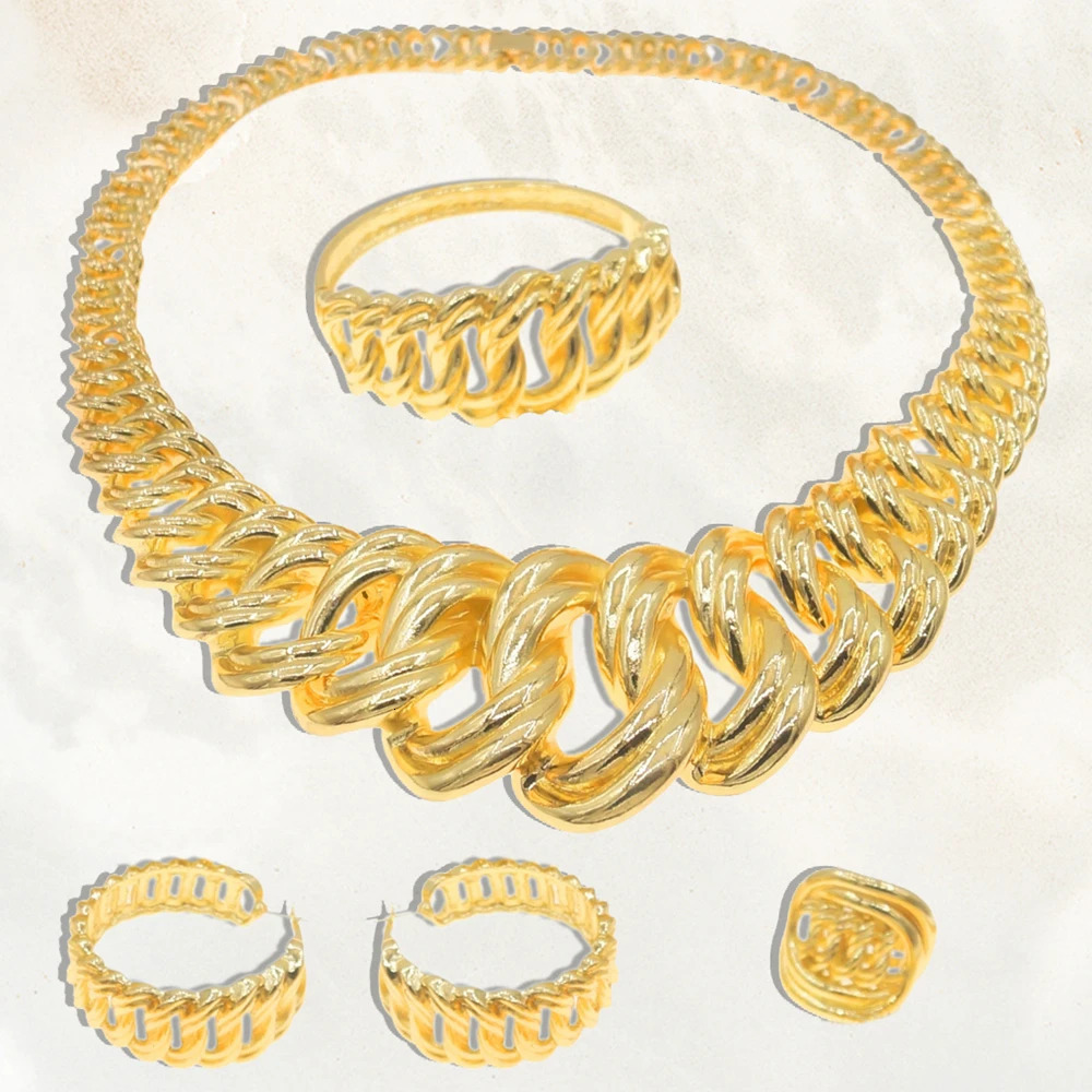 Fashion womens necklace jewelry set electric Italian gold-plated pendant wedding party earrings ring SYHOL wholesale free delivery 240927
