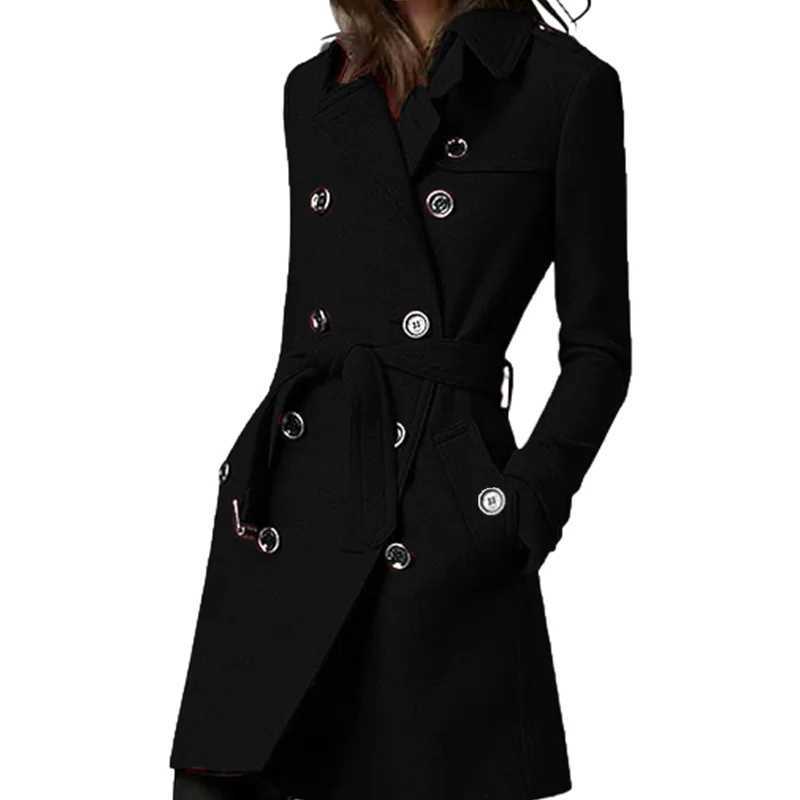 Wool Blend Womens Coat Winter Warm Outerwears Female Jackets Double Breasted Turn-down Collar Womens ClothesX241009