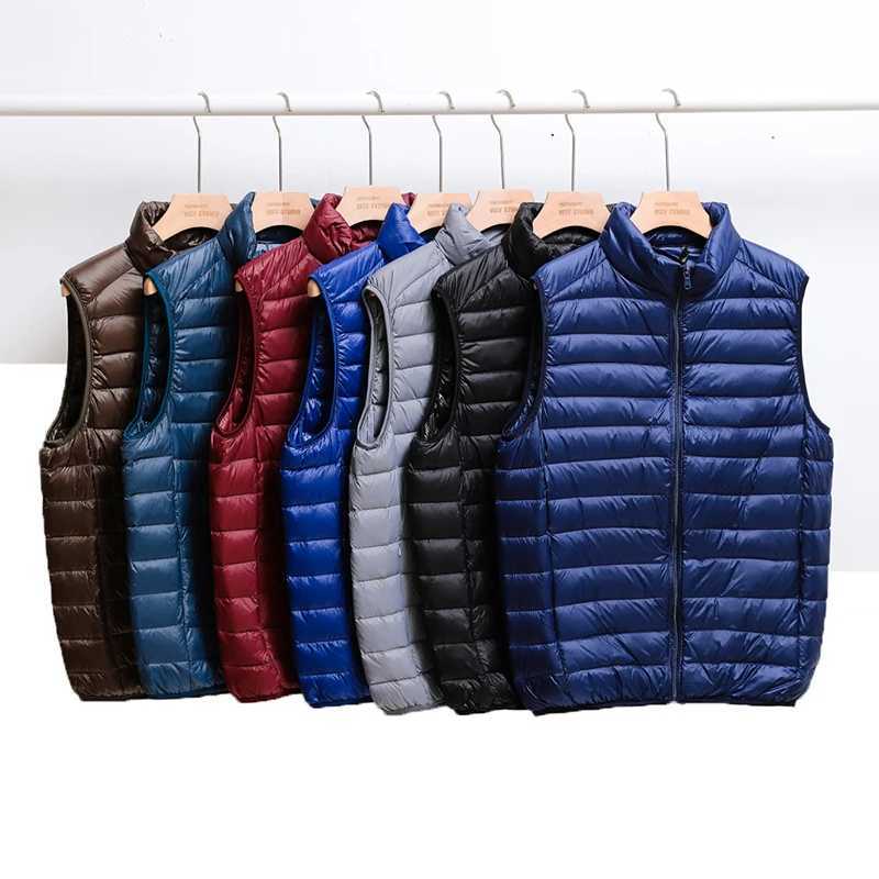 Ultra Light Slim Down Coat Men Winter Stand Collar Thin Jacket Men Windproof Padded Waistcoat Sleeveless Portable Duck Down Vest LX241009