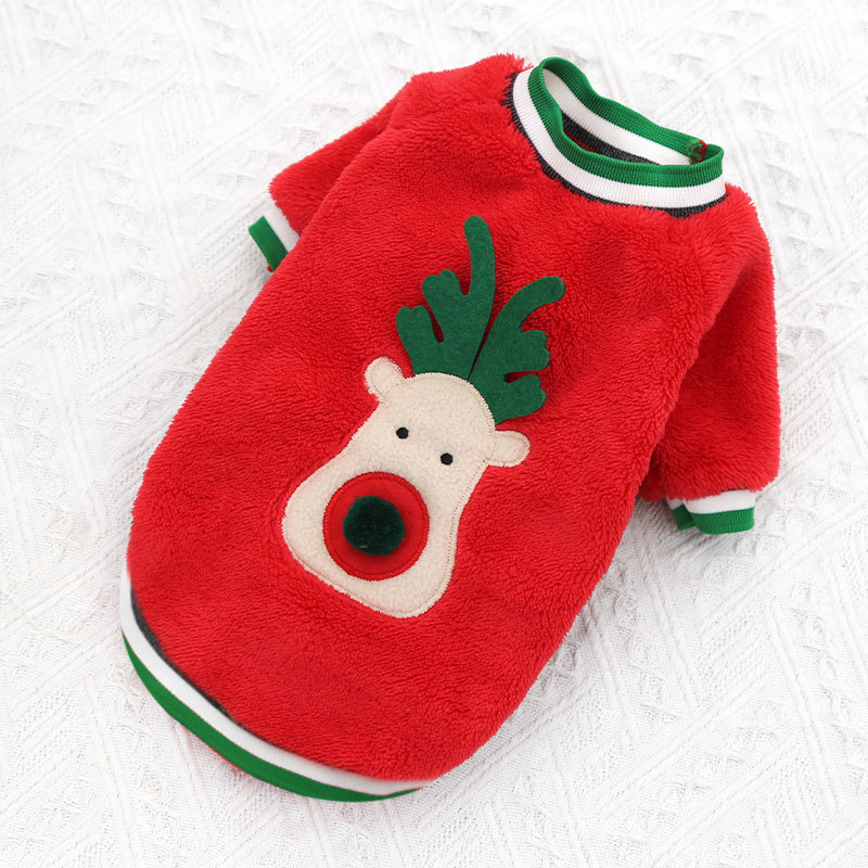 Warm Christmas Pet Apparel - Cozy Holiday Outfits Featuring Deer & Santa Designs for Dogs and Cats