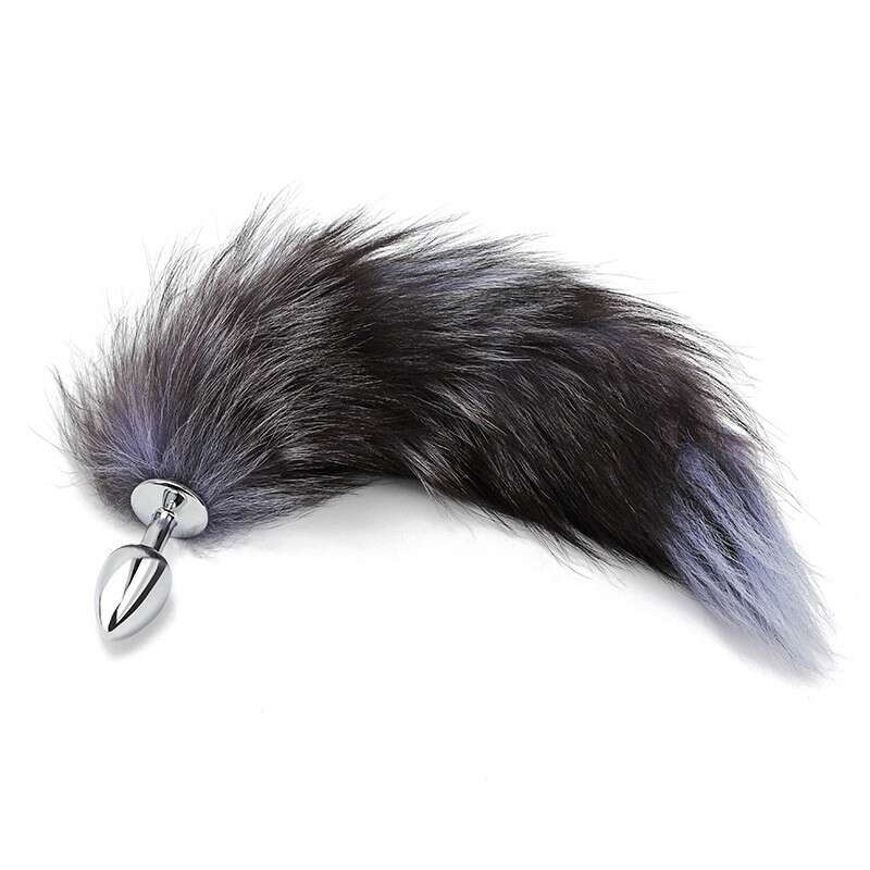Backstage development SM prop real fur fox tail anal plug anal expansion masturbation toy metal anal plug adult products