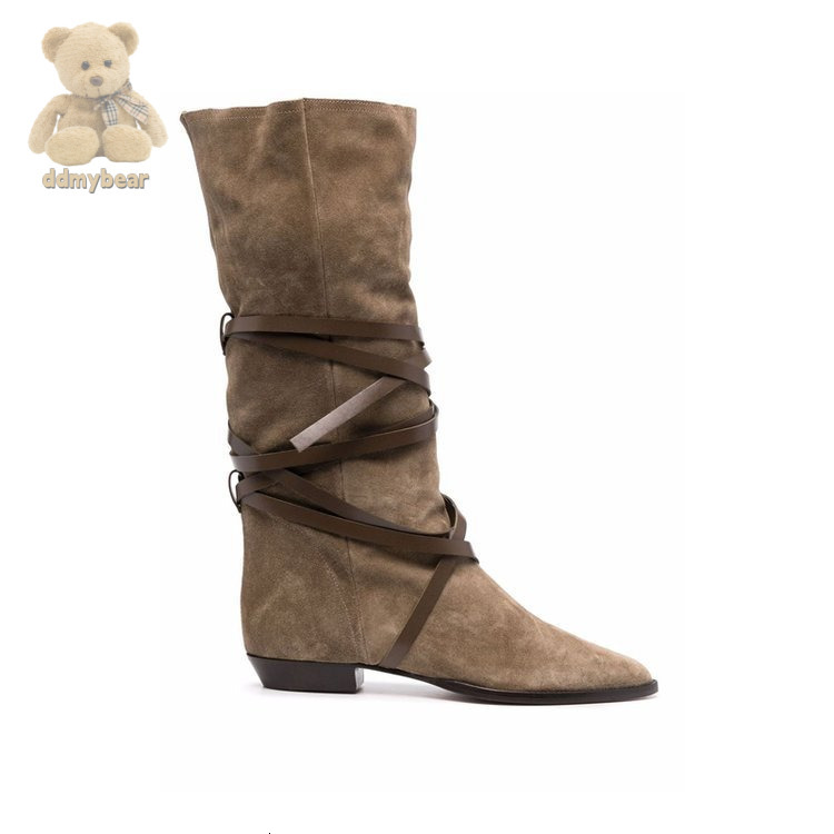 Ddmybear Genuine Leather Stacking 2024 New Western Cowboy Versatile Pointed Sleeve Knight Boots For Women Chinese Brand Shoes F1011-68
