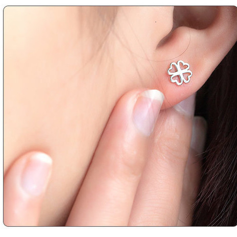 Needle Lucky Su Sier Hollow Love Clover Earnail