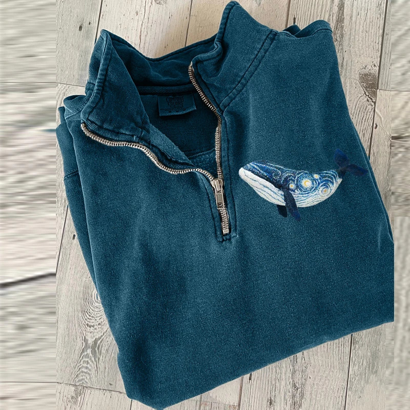 Mens Whale 3D Digital Print Hooded Sweatshirts Men Art Zip Up Hoodies Winter Man Casual Long Sleeve Streetwear Pullover Top 240905