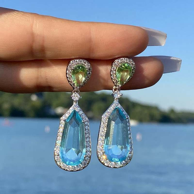 Dangle Earrings for Women, 2024 Aquamarine Bridal Banquet Sterg Sier Jewelry dh912272421