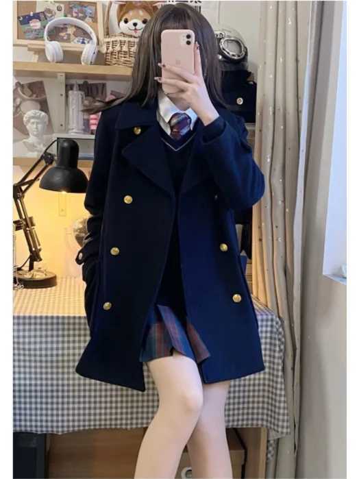 Spring and Autumn New Fashion Womens Woolen Coat Loose Commuting and Leisure College Style Flip Collar Suit CoatX241009