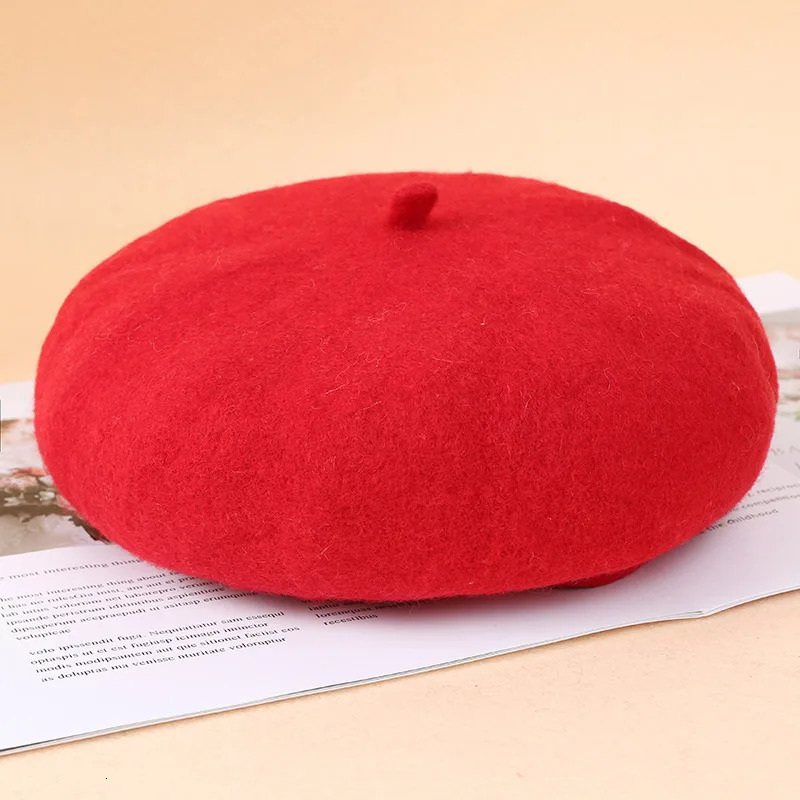 Wool Retro Beret Hepburn Fashion French Beret Womens Hat Adjustable Monochrome Outdoor Shopping Party Knitted Hat 241007