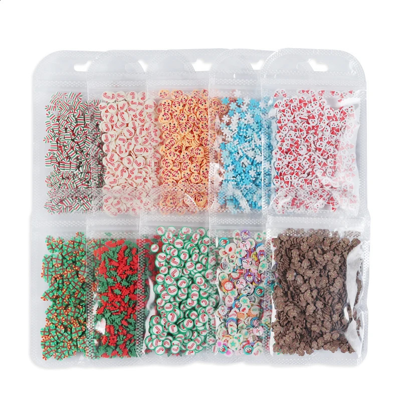 Christmas nail art accessories polymer clay tablets sticky tablets cute gingerbread man Santa Claus reindeer snowflakes Christmas nail 241008