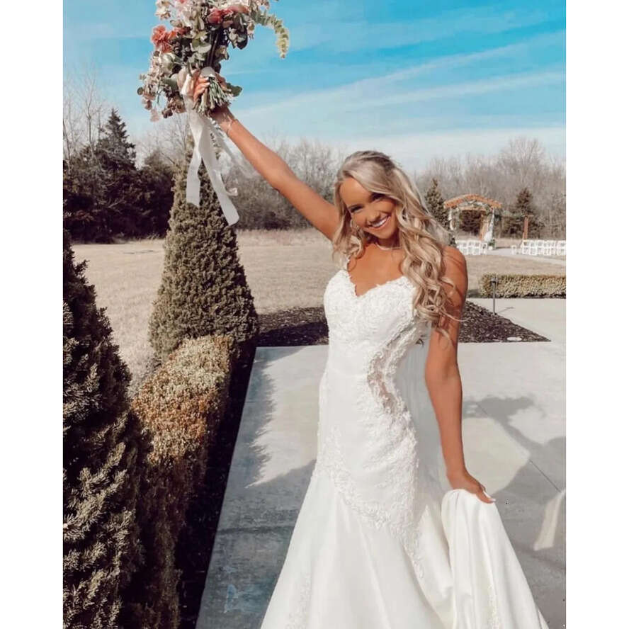 Lace Wedding Romantic Mermaid Dresses Sexy Open Back V Neck Appliques Long Bridal Gowns Plus Size Vestidos De Novia Custom Made Bc15314 estidos