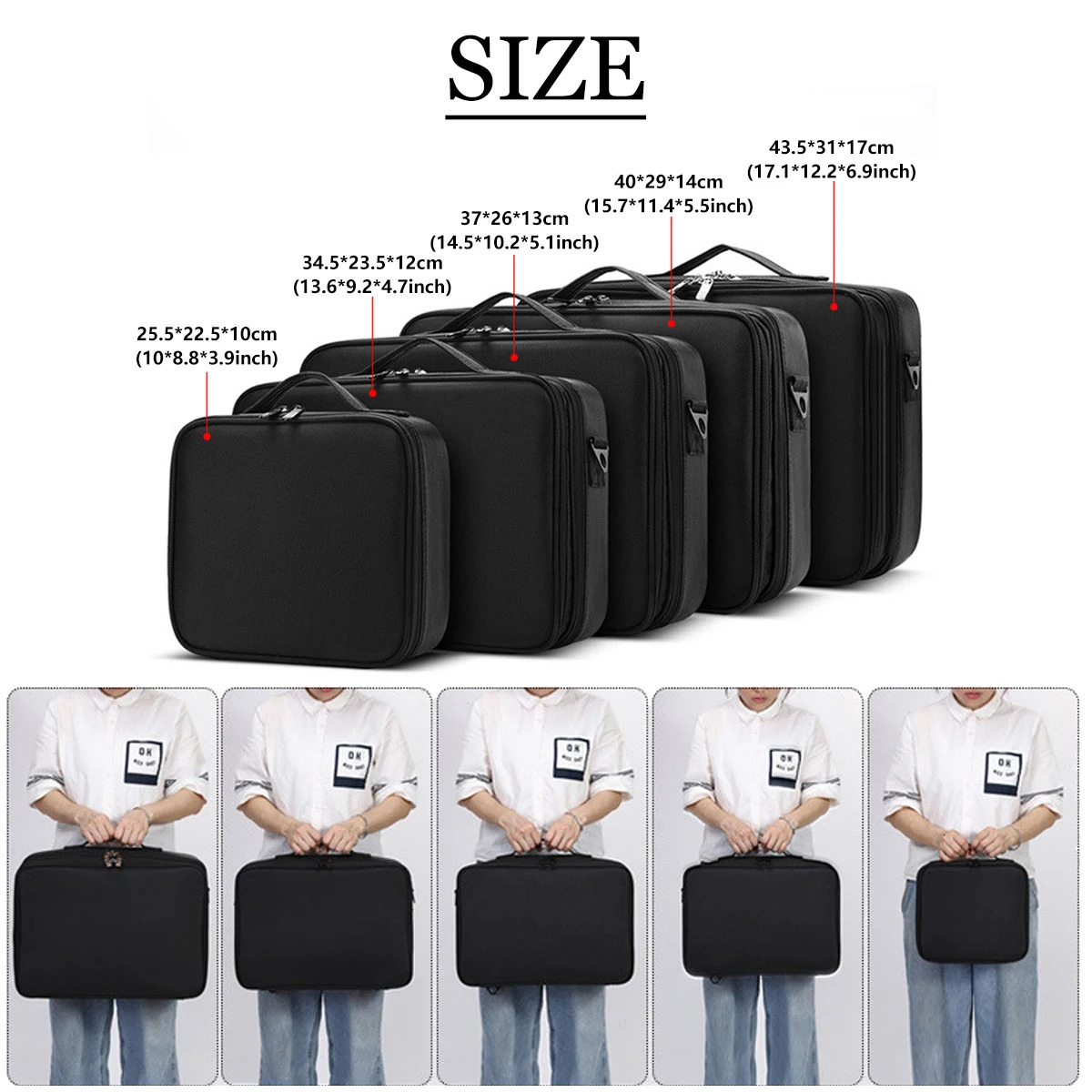 Three layer makeup box large waterproof Oxford cloth mannequin makeup toolbox travel underwear storage box 241008