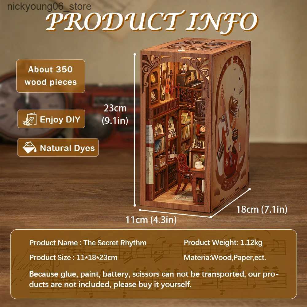 3D Puzzles CUTEBEE Puzzle 3D DIY Book Nook Kit with Touch Light Secret Rhythm Model Building Magic Pharmacist House Kit for Decoration Gift L240910