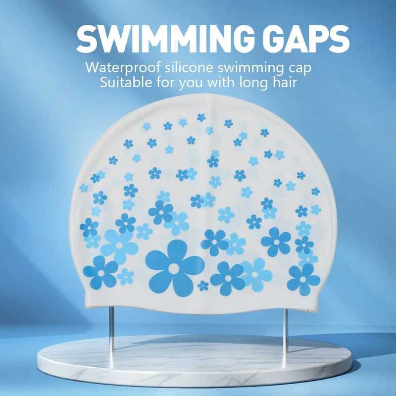 Waterproof silicone swimming cap for women high elasticity and flexible protection ear hair swimming pool cap CL241009