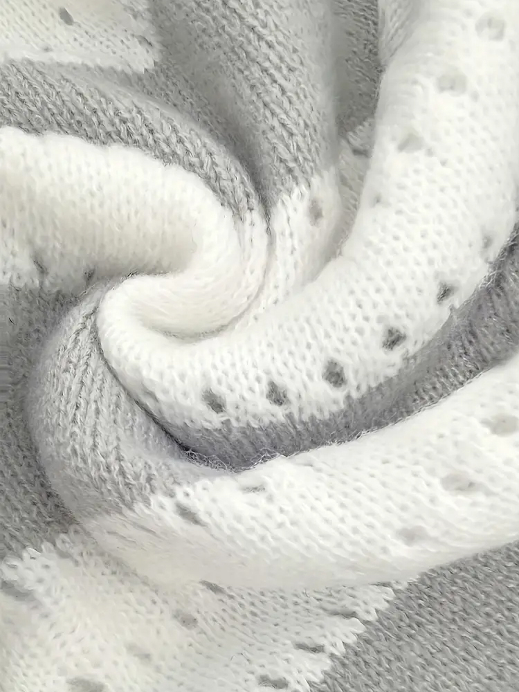 Plus Size Womens Long Sleeve Deep V Neck Zipped Up Hand Knit Striped Sweater Loose Pullover Jumper Tops