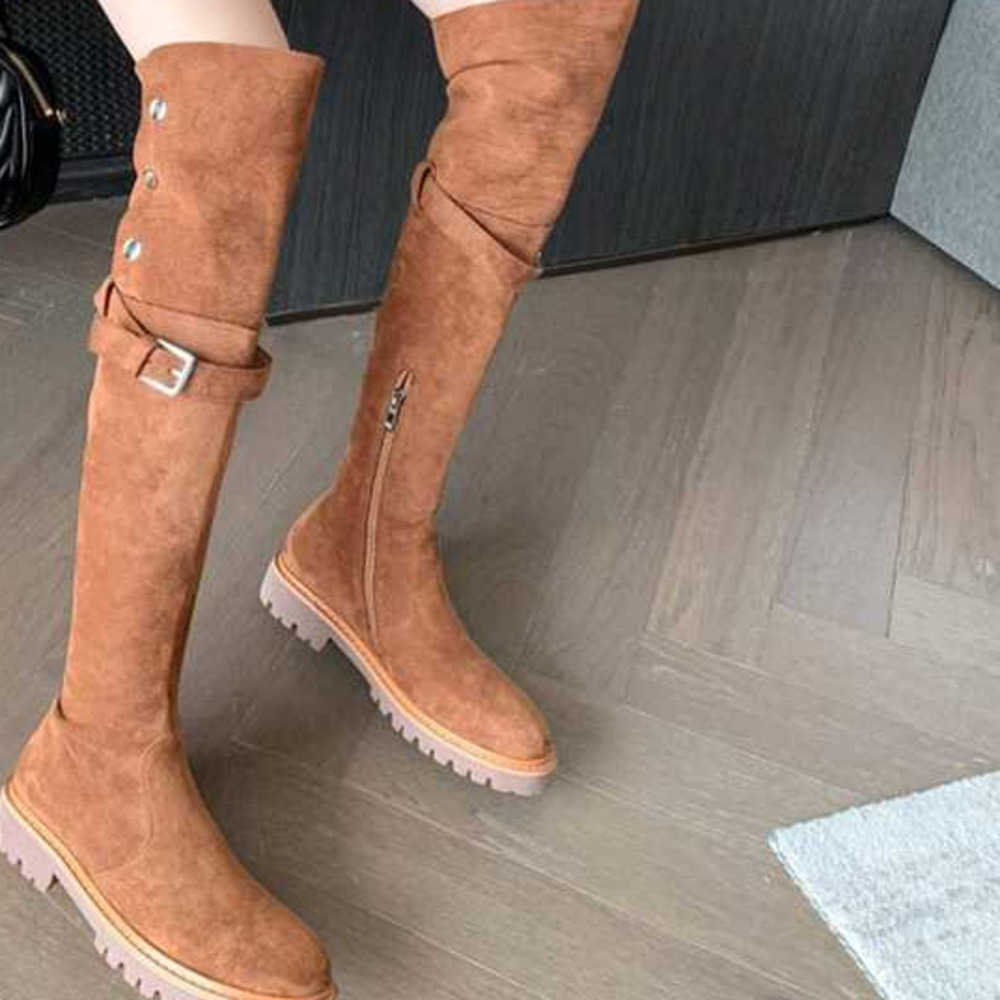 Rivet Slimming Knee Thigh High Fashion Boots For Women Model Thick Heel Martin Boots Two In One High Leg Western Knight Boots 240826