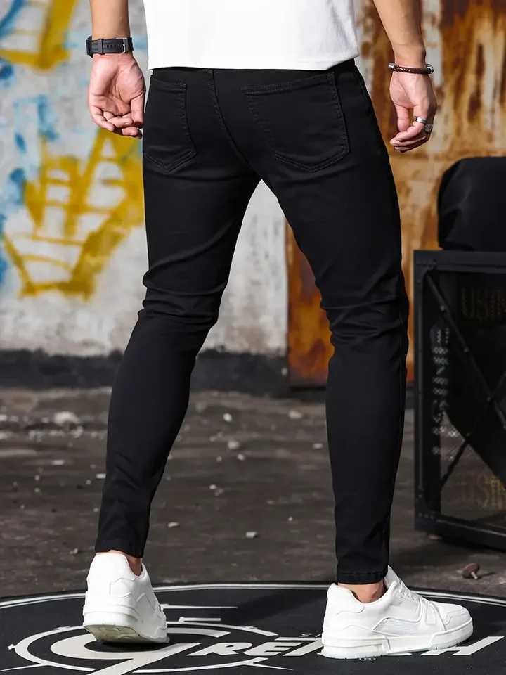 Spring Autumn Men Slim Fit Denim Pants Cotton Stretch Blue Fashion Denim Jeans Trousers Classic Daily Pencil Pants TrousersX241009