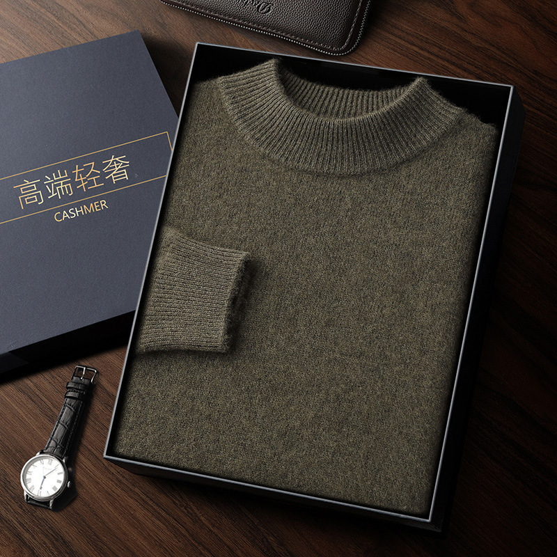 2025 new model New Designer Winter Needle trend Double Strand Thick Men s Solid Color Cashmere Round Neck Knitted Sweater Men s Plus Size Woolen Sweat