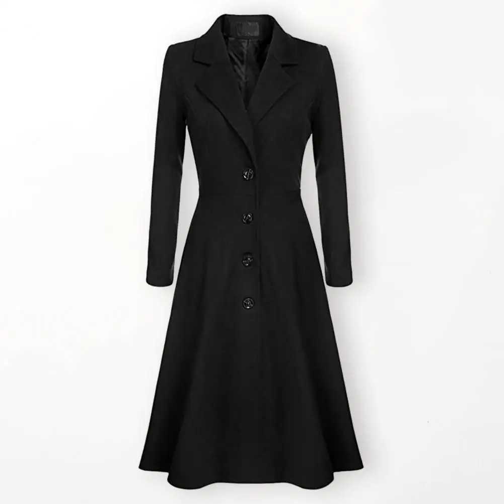 Long Coat Charming Warm Elegant Coat Lady Winter Solid Color Buttons Long Woolen Jacket Coat Daily ClothingX241009