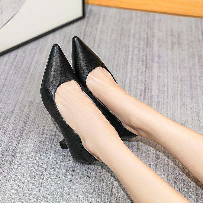 Work Clothing, Custom-Made Leather, Professional Slim Two On Soft Soled Shoes, Flight Attendant High Heels, Women's Shoes