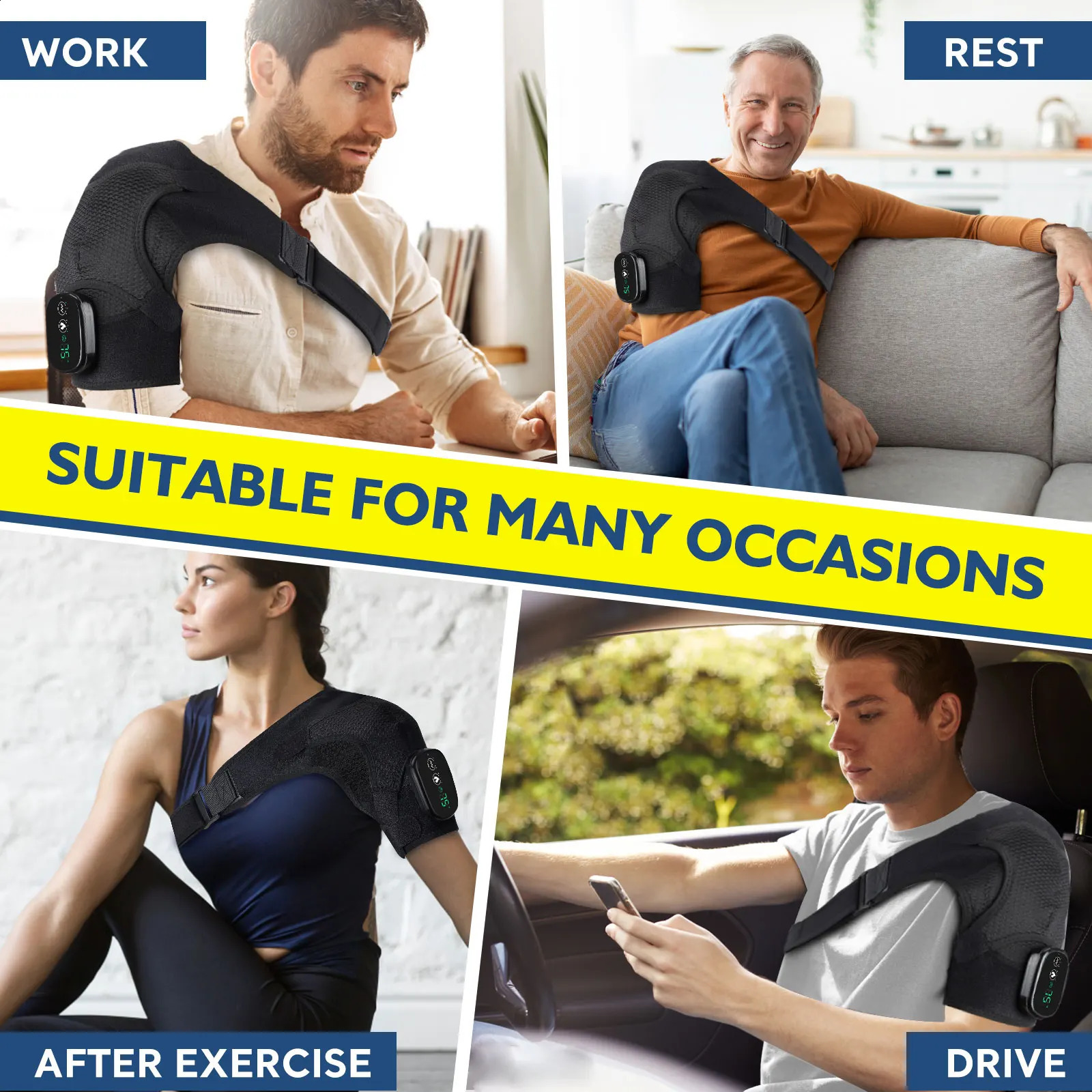Electric shoulder temperature massager shoulder bracket vibration massage joint support belt heating pad muscle relaxation 241008