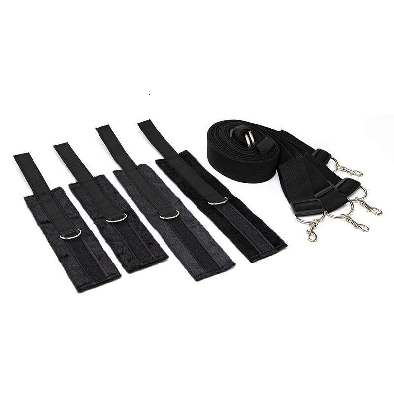 Sexy SM props, black four corner bed straps, SM binding, hand and foot handcuffs, torture equipment, alternative adult products