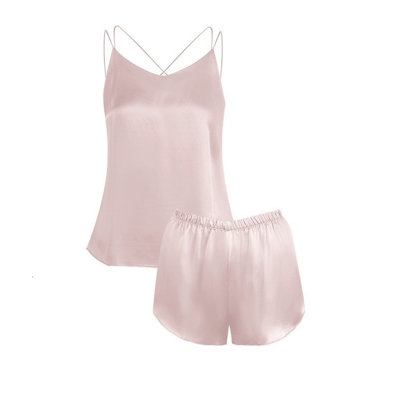 6A Thicken 100% Mulberry Women Summer Short Sets Pamas Set Female Two-Piece Suit Short-Sleeved Silk Home