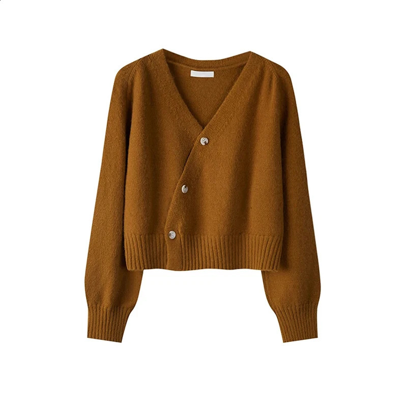 Cardigans for Women Asymmetrical Single Breasted ONeck Sweater 2024 Long Sleeve Fashion Female Solid Stretch Knitted Tops 241007