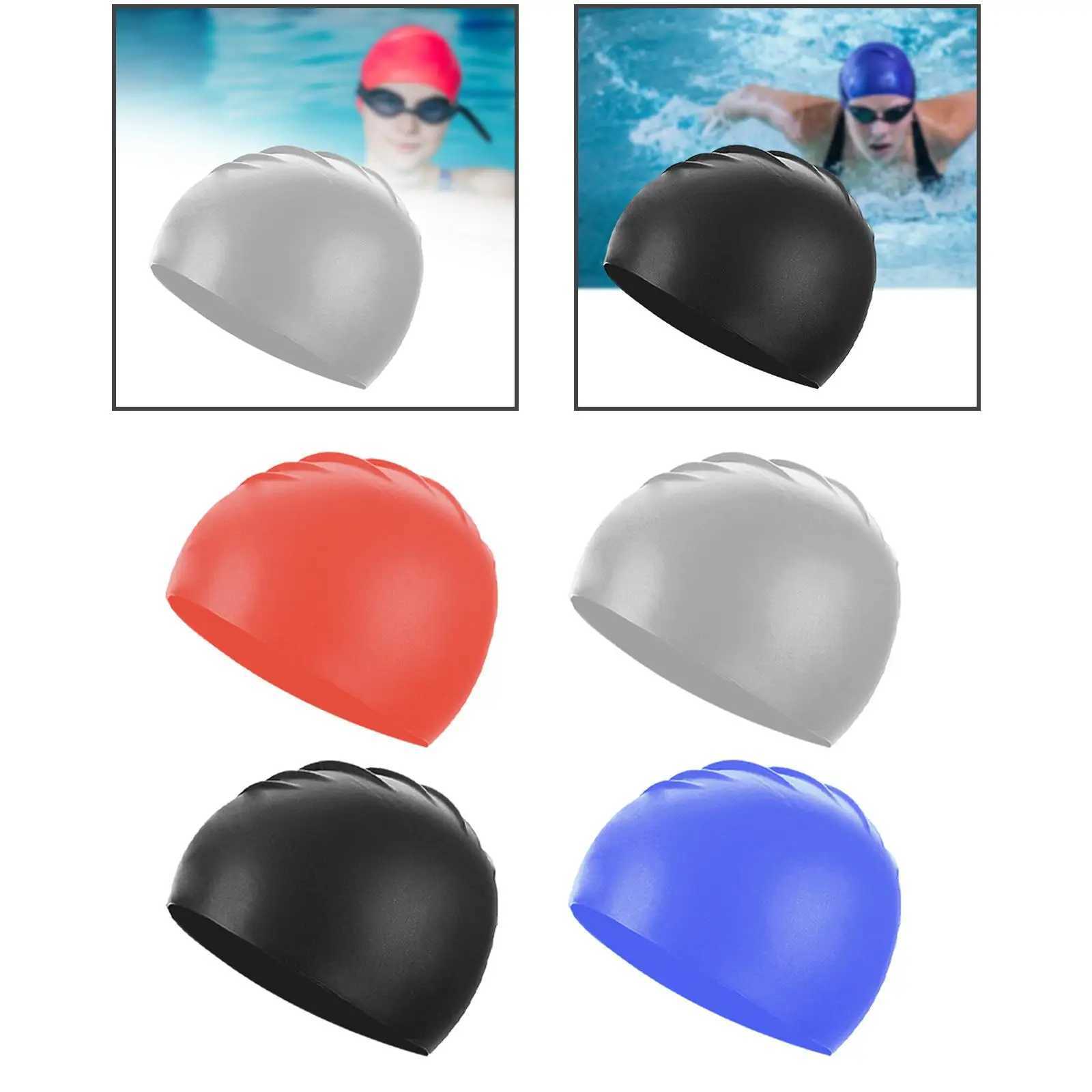 Silicone swim cap elastic water sports flexible summer hair keeping dry swim cap for adult unisex racing training girls and boys CL241009