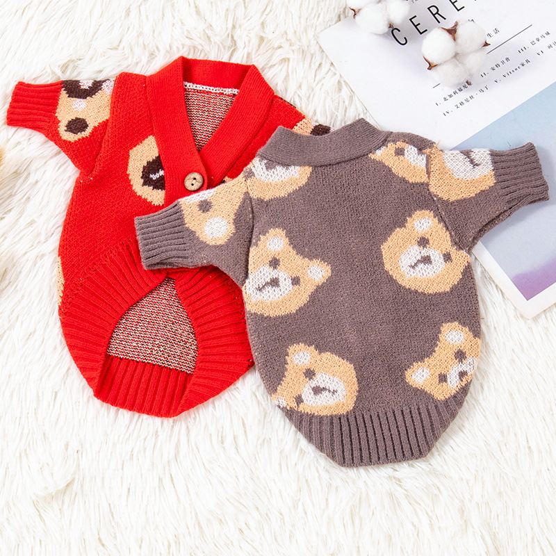 Dog Apparel Dog Sweater Cardigan Coat Dog Knitted Sweater Chihuahua French Bulldog Bichon Fashion Dog Clothes Puppy Apparel