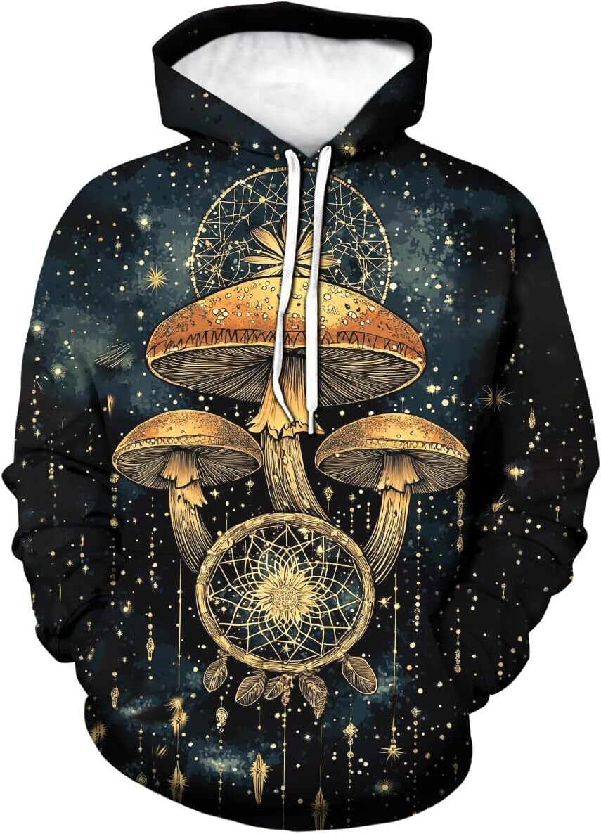 Hoodie for Mens Novelty Colorful Hoodies Autumn Winter Long Sleeve Pullover Mushroom Theme Sweatshirt Hoodie Graphic Hoodies sweatshirt tracksuit