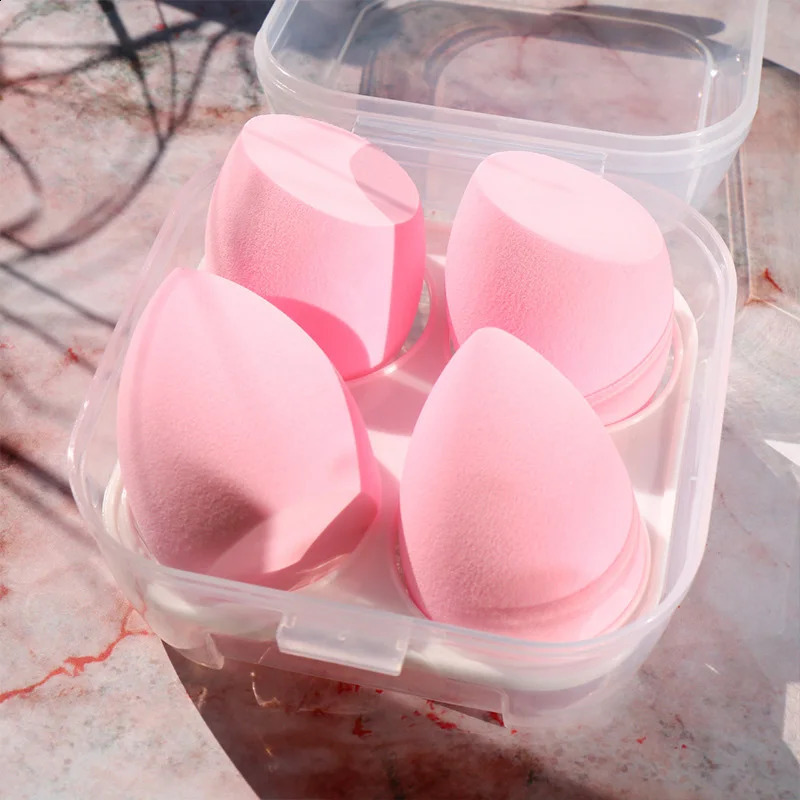 4 pieces of makeup blender makeup foam makeup sponge with storage box basic powder sponge beauty tools female makeup accessories 241008
