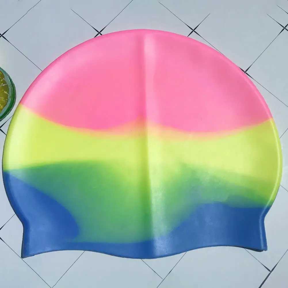 Swimming cap soft unconstrained lightweight contrasting color womens swimming cap swimming cap CL241009
