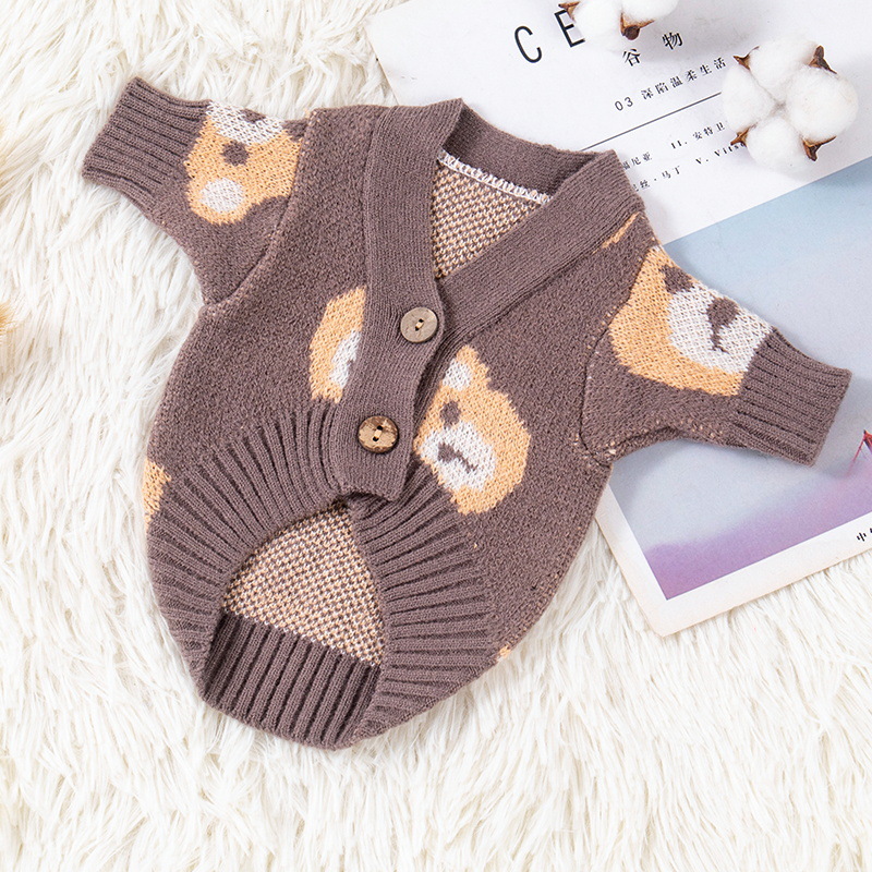 Dog Apparel Dog Sweater Cardigan Coat Dog Knitted Sweater Chihuahua French Bulldog Bichon Fashion Dog Clothes Puppy Apparel