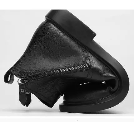 Mens round head zipper leather Korean version retro ankle warm boots men British style M920 240929