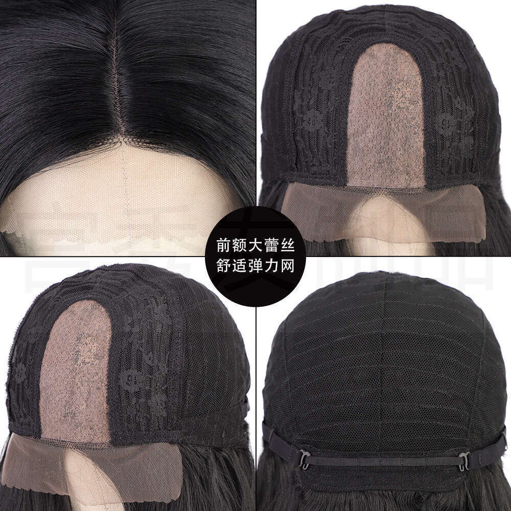 Wig front synthetic fiber long hair headband large wave curled women's lace wig