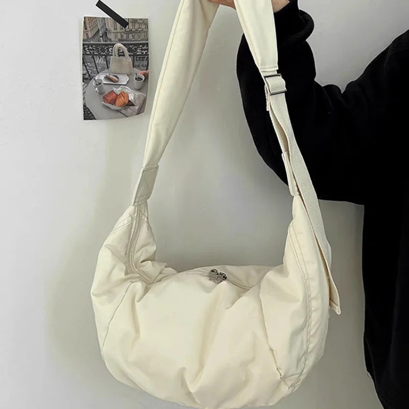 Womens cross body homeless bag fluffy canvas shoulder large capacity casual sports handbag womens travel school messenger 241008