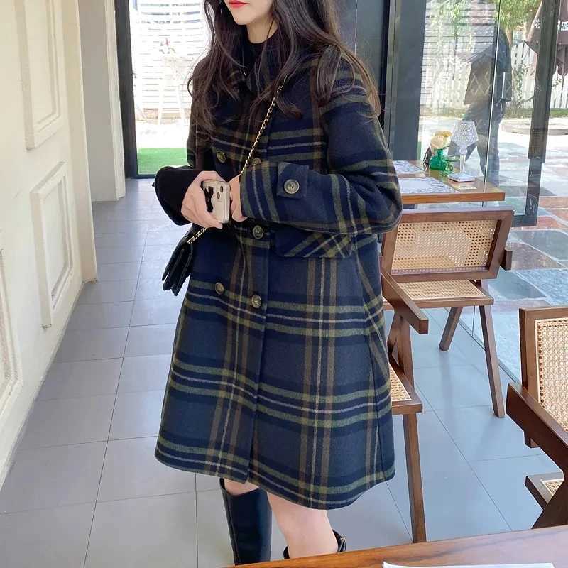 Women Autumn winter Woolen Coat 2024 Double sided cashmere jacket Korean Woolen Double Breasted Loose Leisure OuterwearX241009