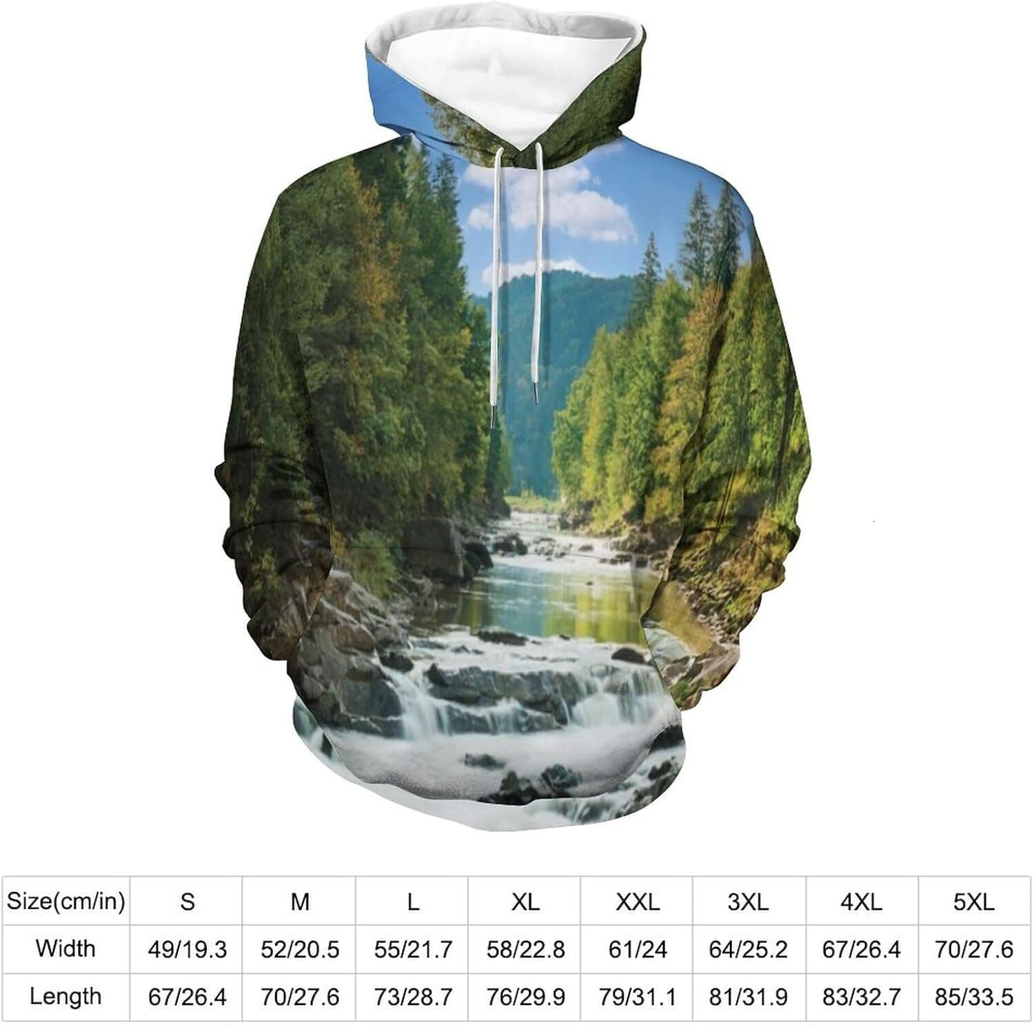 Hoodie for Mens Womens Mens Unisex Novelty Hoodies Shore of Seventh Lake Tree Sunbeam at Sunset Water Reflection Hooded Sweatshirt Graphic Pullover Lo