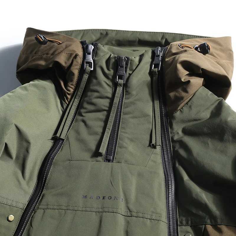 Winter Functional Double Zipper Design Down Jacket Mens White Duck Down Warm Coat Stitching Color Hoode Windproof Parka Male LX241009
