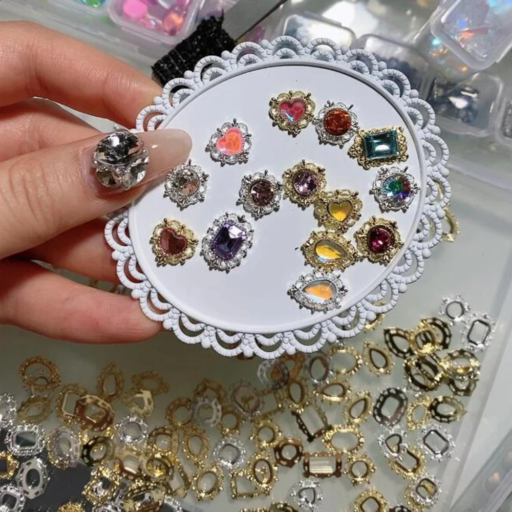 20/10 pieces of retro po frame nail art charm DIY diamond glitter alloy jewelry metal hollow frame decoration DIY handicraft accessories 241008