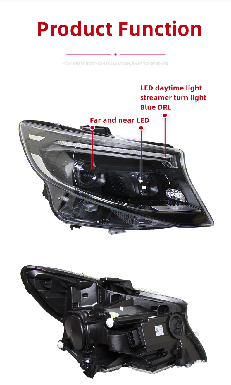 Headlight For BENZ VITO 20 18-2024 V260 Headlight Assembly Far and Near LED Flowing Light Turn Signal