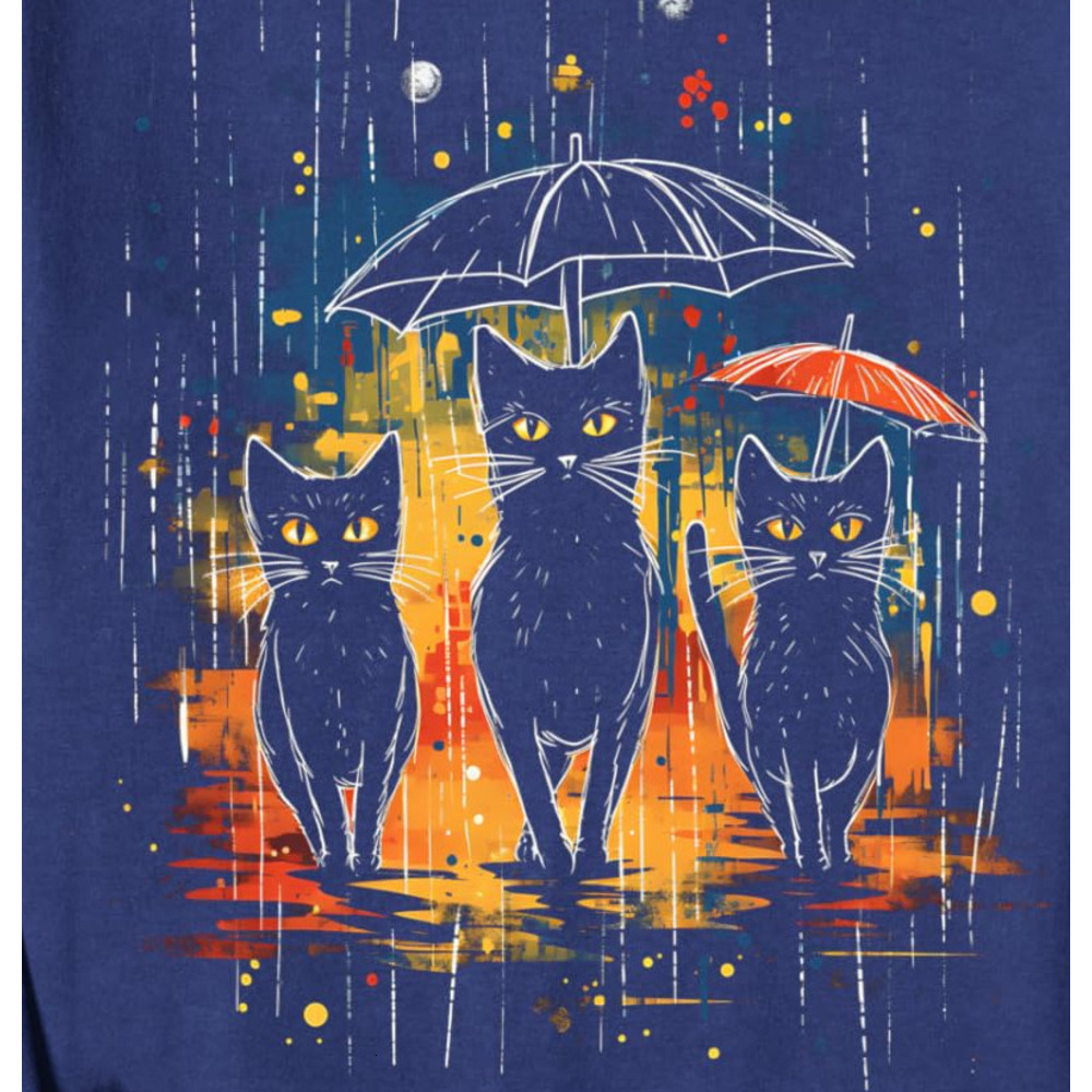 Long Sleeve Shirts for Men sweatshirt Cat Rain Cats Prancing White Kitten Animal Lover Graphic Tee Sweatshirt Tee Streetwear Casual tops clothes