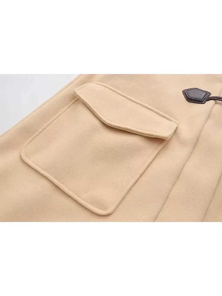 JK Thickened Add Cotton Wool Coat Female Autumn Winter Korean Woolen Jacket Horn Button Outerwear Long Preppy Style Ladies CoatX241009