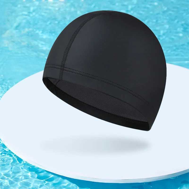 Summer swimming cap quick drying unisex adult breathable large anti slip PU solid color water sports waterproof swimming diving cap CL241009