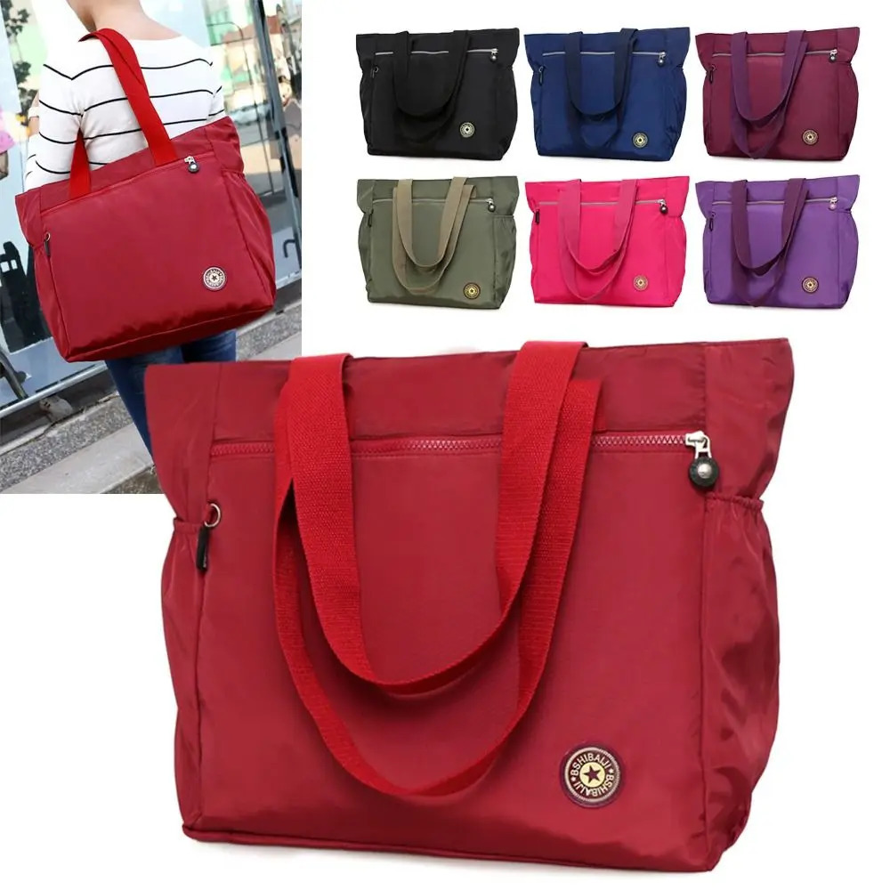 Womens nylon handbag fashionable handbag large capacity shopping bag solid color womens wallet shoulder bag 241008
