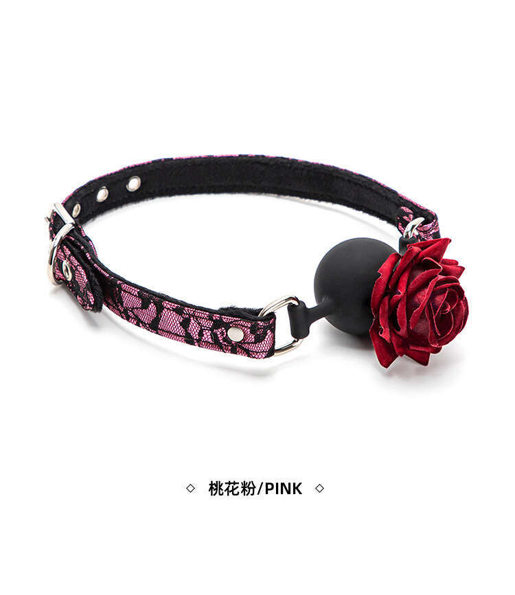 Sex toys SM props lace rose mouth ball sex training with perforated silicone mouth plug alternative adult products