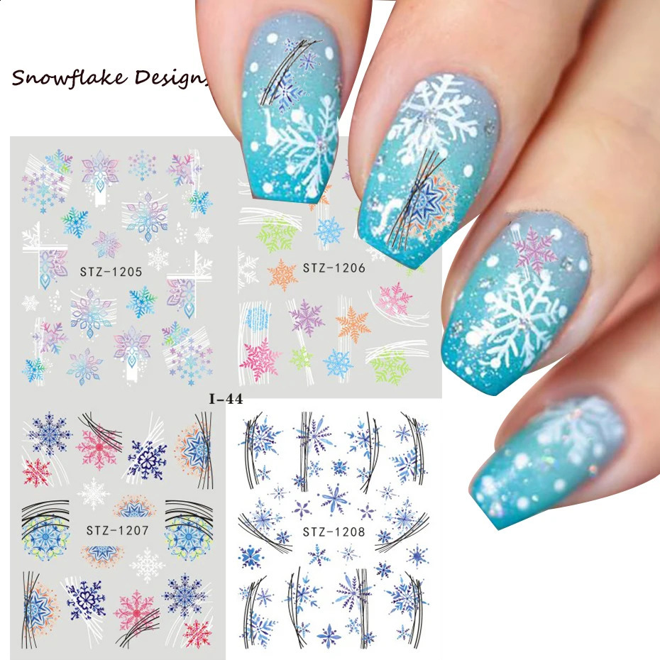Year slider stickers snowflakes winter birds cute Santa Claus snowman nail art Polish decal decoration NT44-49 241008