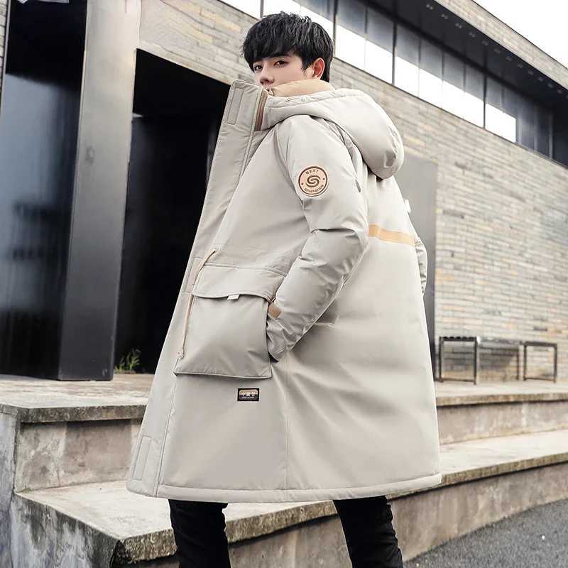 Grey Duck Down Jacket Mens Clothing Midi Long Puffer Jackets for Man Thick Winter Coat Male Outerwears LX241009