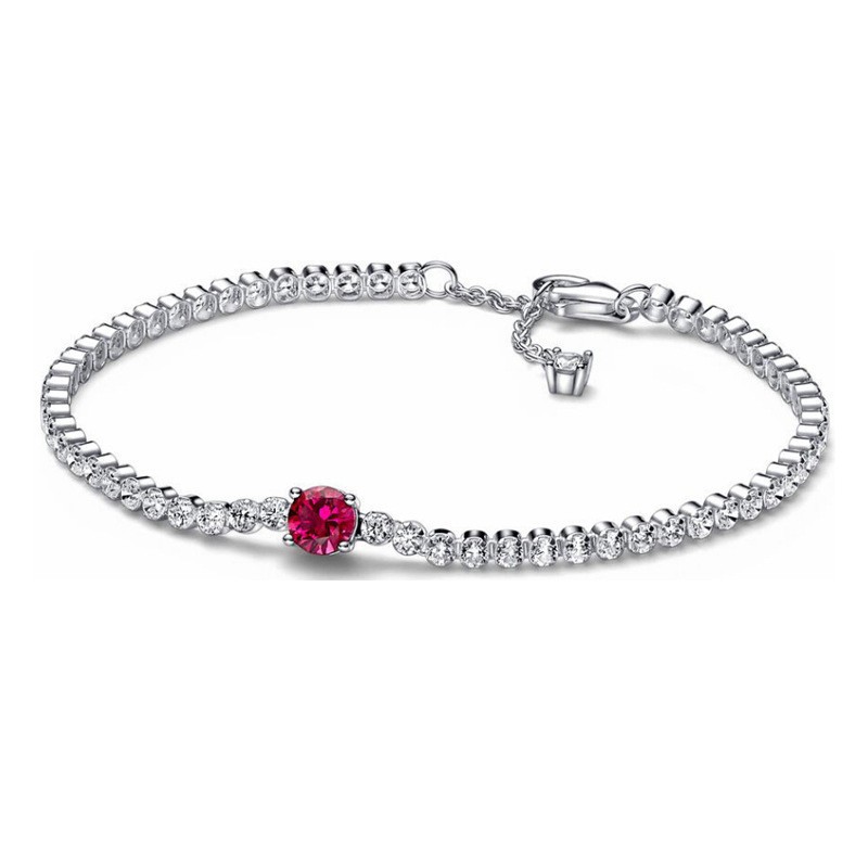 Luxury Designer Red CZ Diamond Tennis Bracelets Women Authentic s925 Sterling Silver Birthday Christmas Gifts Jewelry BR111