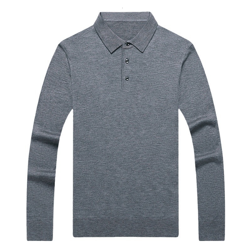 6. Wool thin knitted men, 2024 autumn and winter new item, solid color polo shirt, lapel, long sleeved base sweater for men