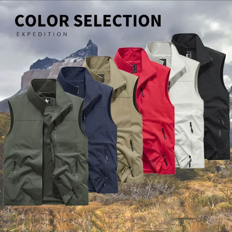 MAN VEST Multi-pocket Tactical Men Mens Work Clothes Hunting Large Size Climbing Sleeveless Jacket Clothing Mens 241007